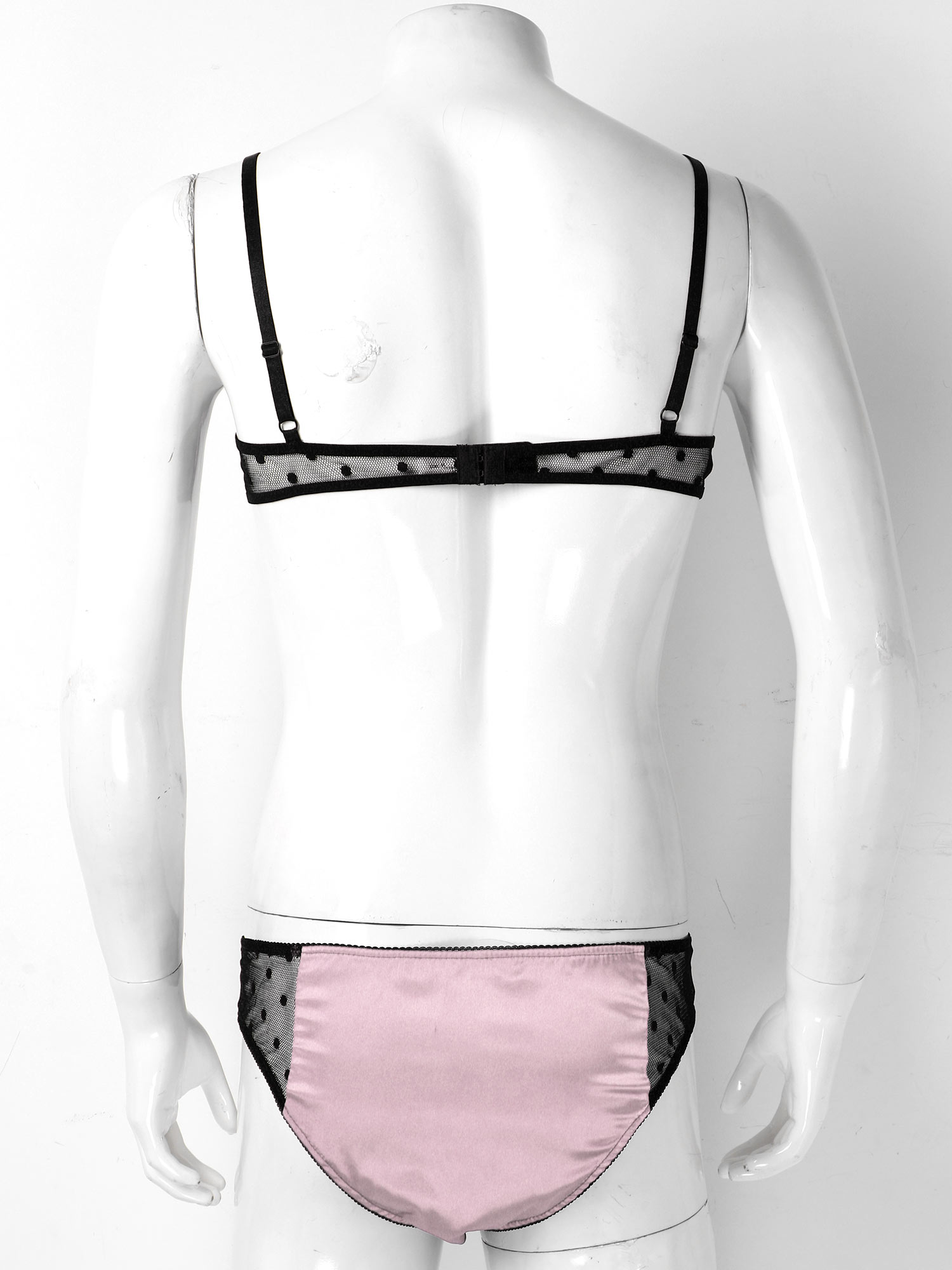 Men Satin Lingerie Suit Sissy  - огляд і ціна Sheer Mesh Bra