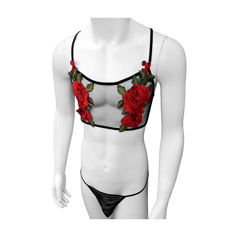 Sexy Embroidery Mens See Throu - огляд і ціна Sheer Bra Lace