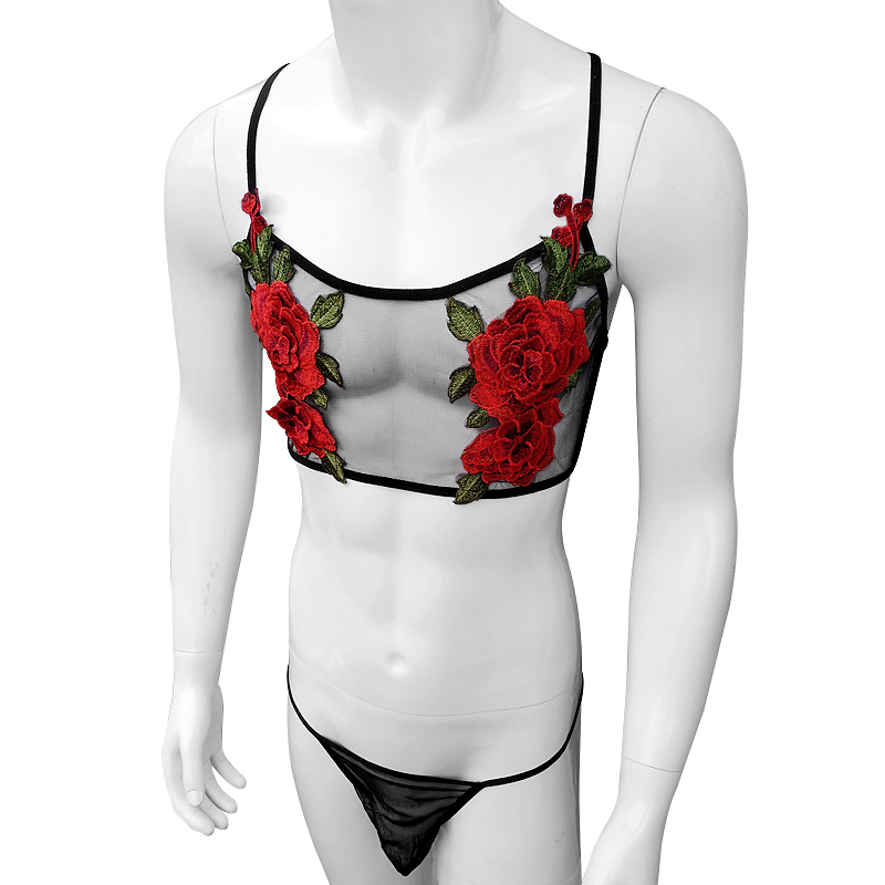 Sexy Embroidery Mens See Throu - огляд і ціна Sheer Bra Lace