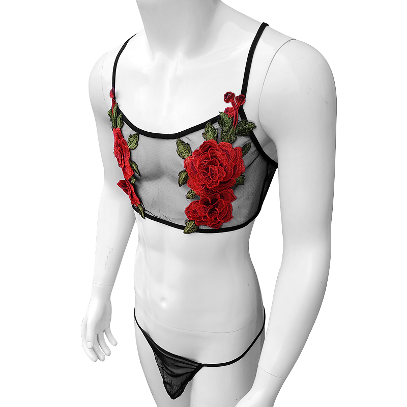 Sexy Embroidery Mens See Throu - огляд і ціна Sheer Bra Lace