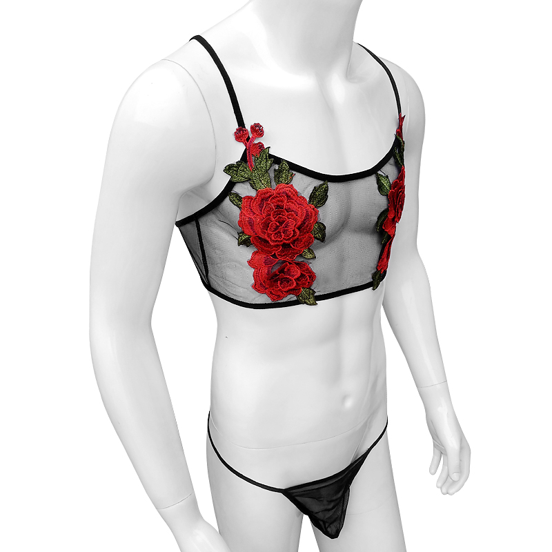Sexy Embroidery Mens See Throu - огляд і ціна Sheer Bra Lace